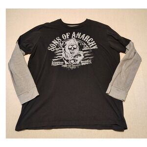Sons of Anarchy Redwood Original Layered Long Sleeve Shirt Black Grey Mens XL 23